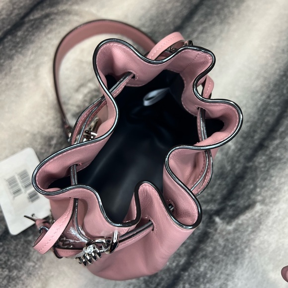 { Jimmy Choo } Callie Drawstring S/Blush Crossbody Purse Handbag - Picture 10 of 11